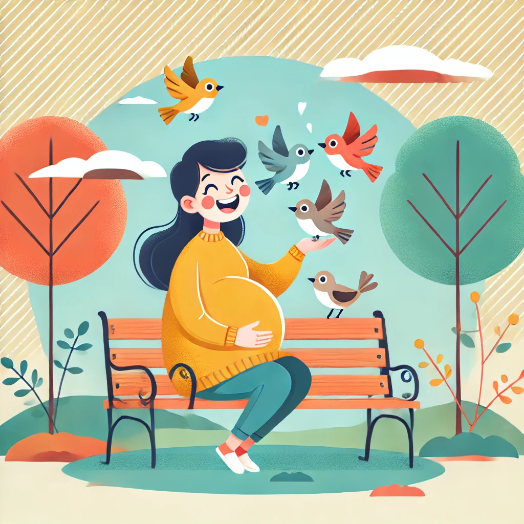 Mujer Embarazada, felizmente esperando la llegada de su bebe