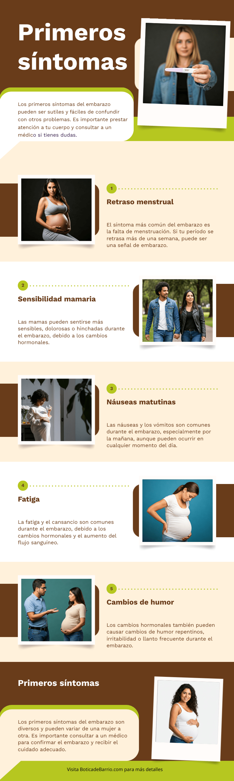 infografía : primeros síntomas del embarazo