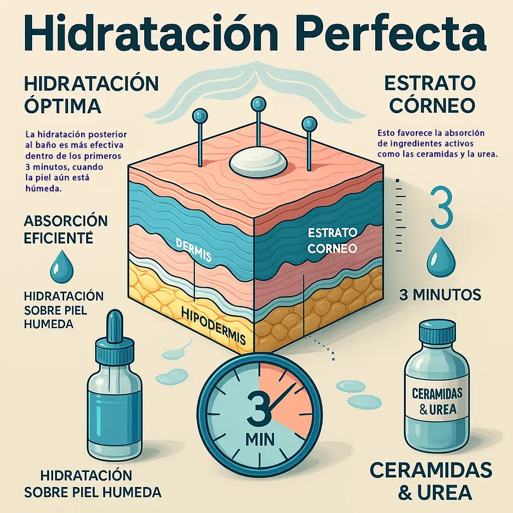 Infografía: Hidratación Perfecta después de la ducha.
