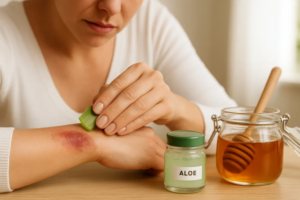 Aplicar gel de aloe vera en quemadura leve de mano
