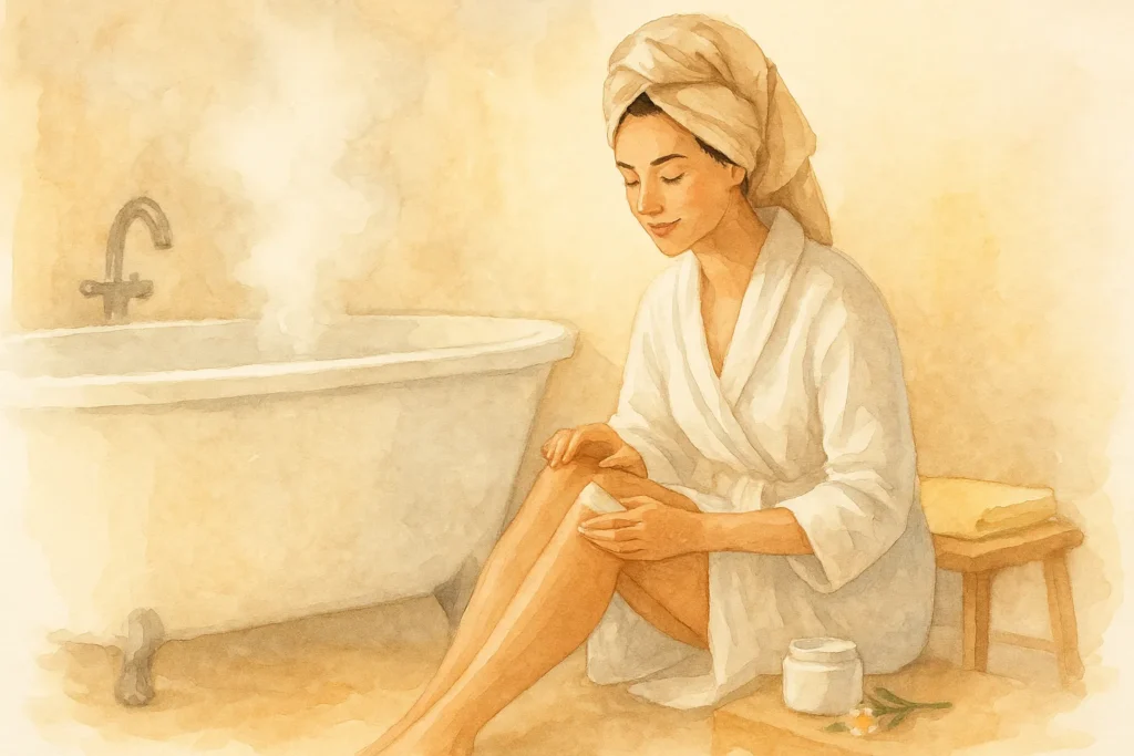 Aplicar crema hidratante después del baño para evitar resequedad vaginal