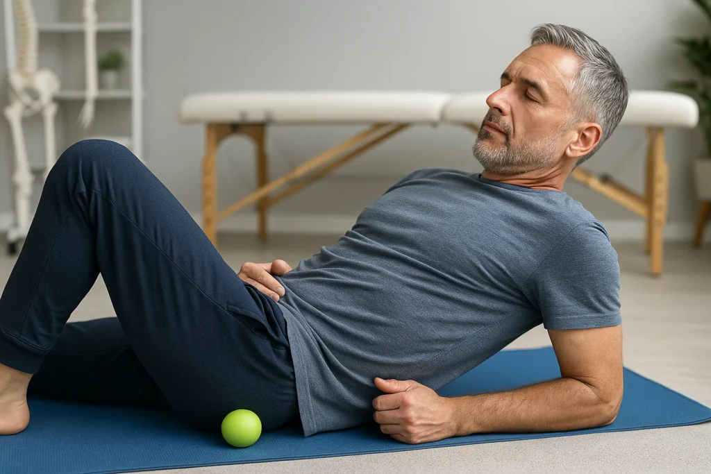masaje con pelota_de tenis para aliviar ciática