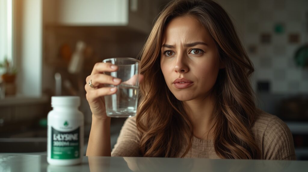 Mujer tomando Lisina