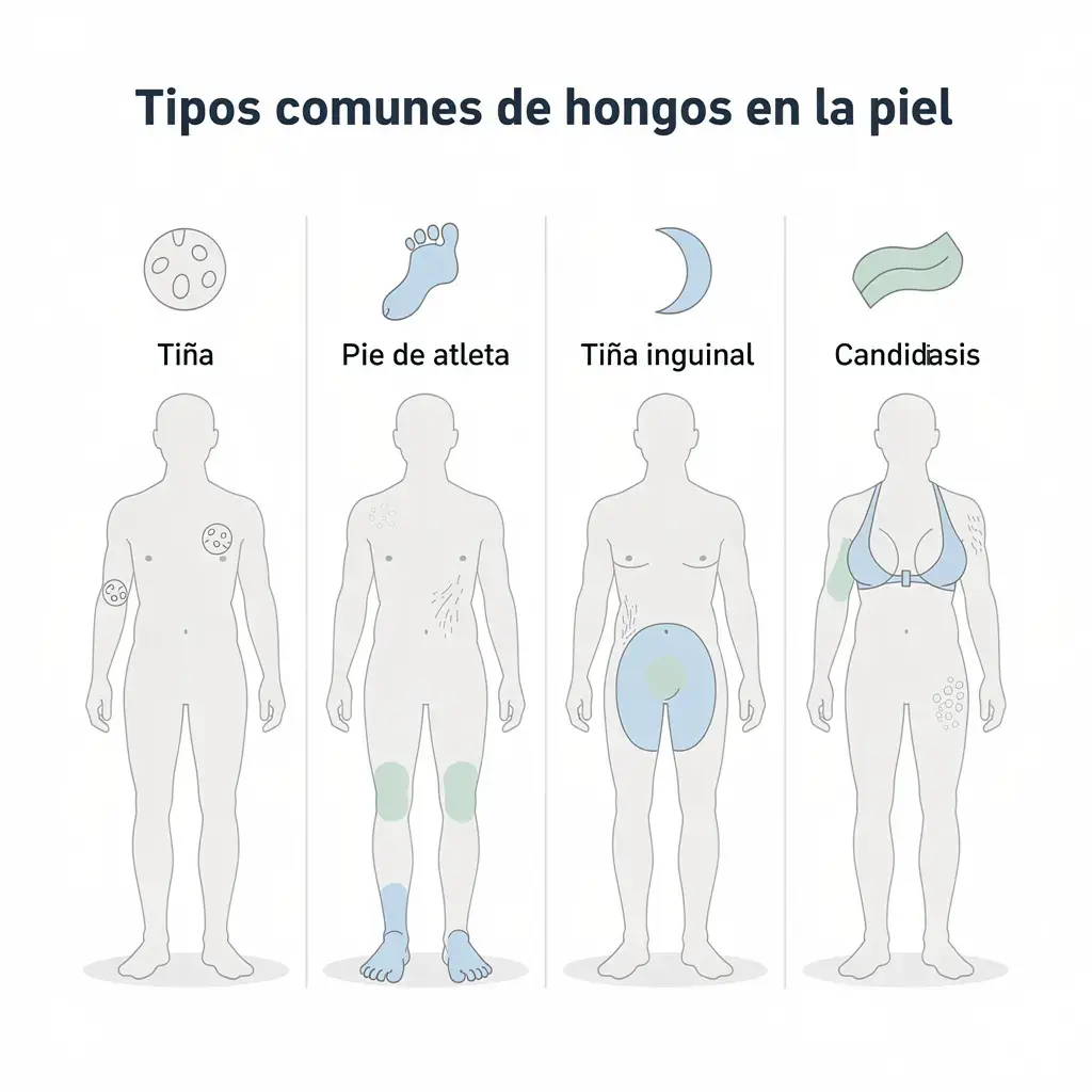 tipos de hongos en la piel -